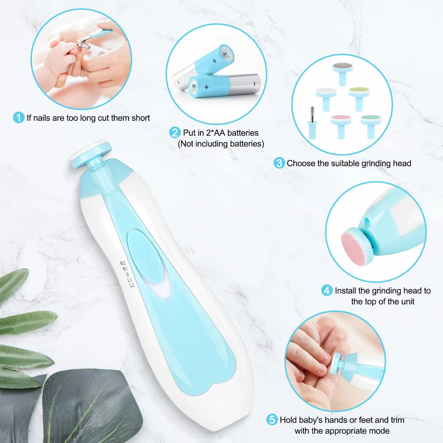 Baby Electric Nail Trimmer&Nail Polisher Tool Set
