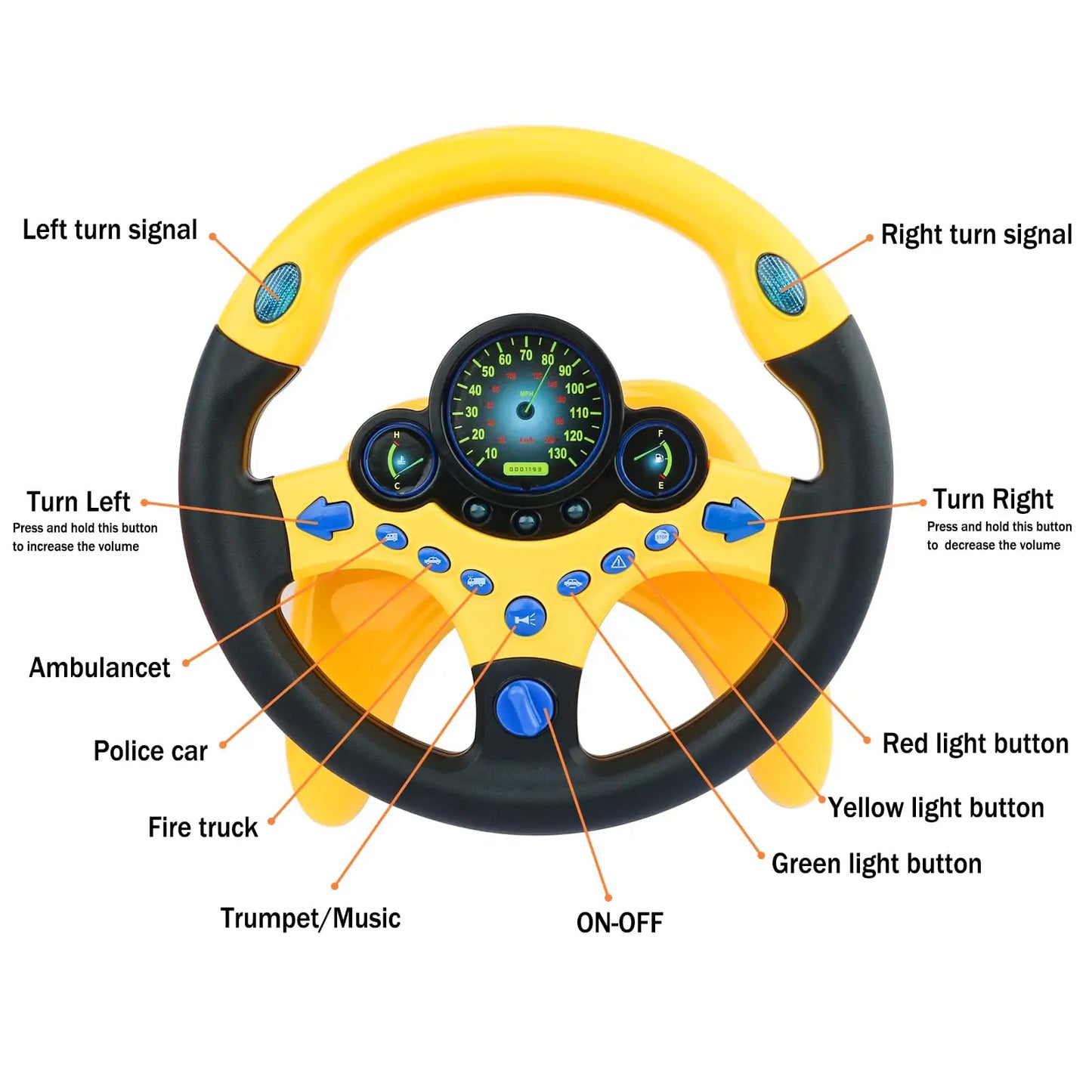 Electric Simulation Steering Wheel Toy With Light And Sound