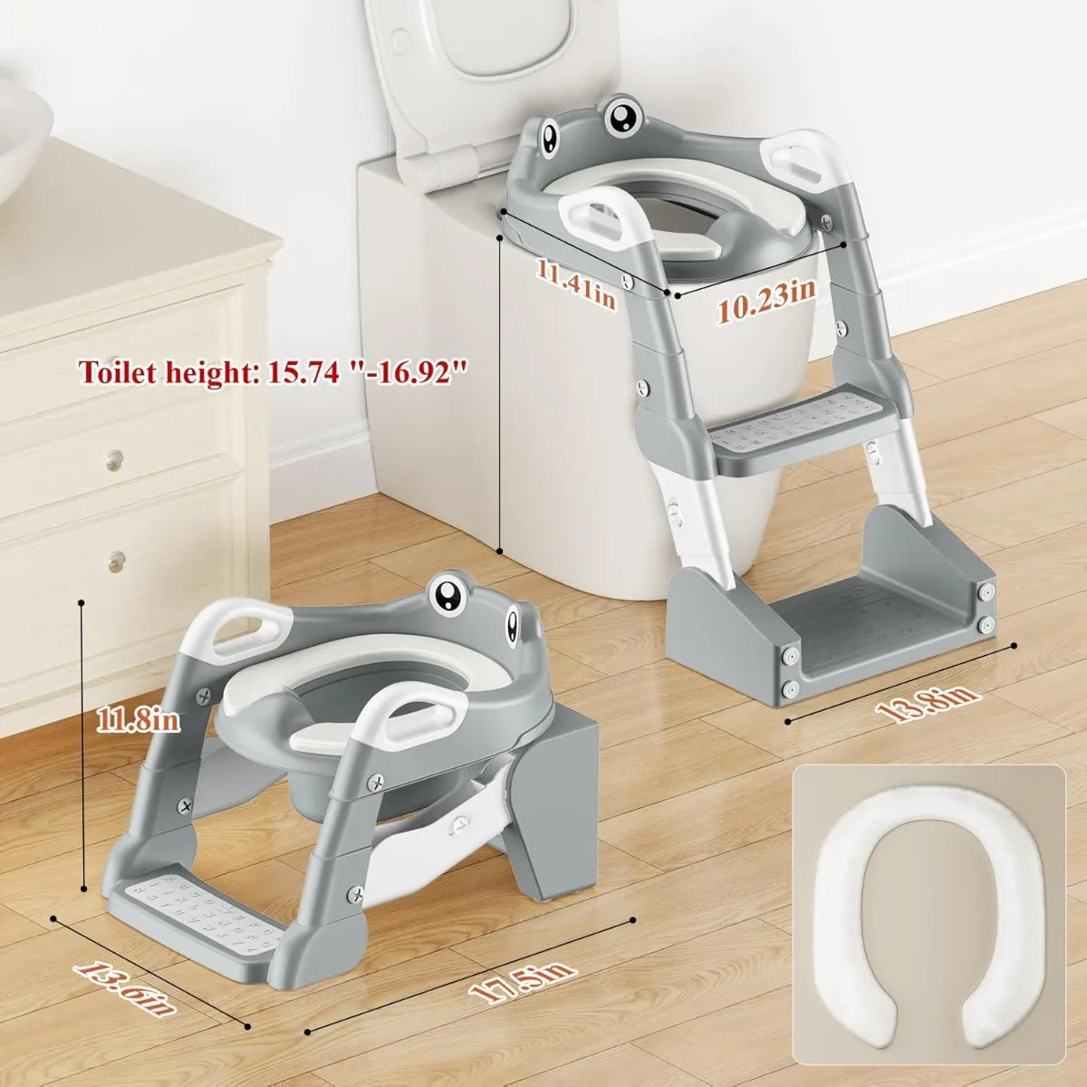 Adjustable Potty Chair, 2 IN 1 Toddler Training Toilet Seat